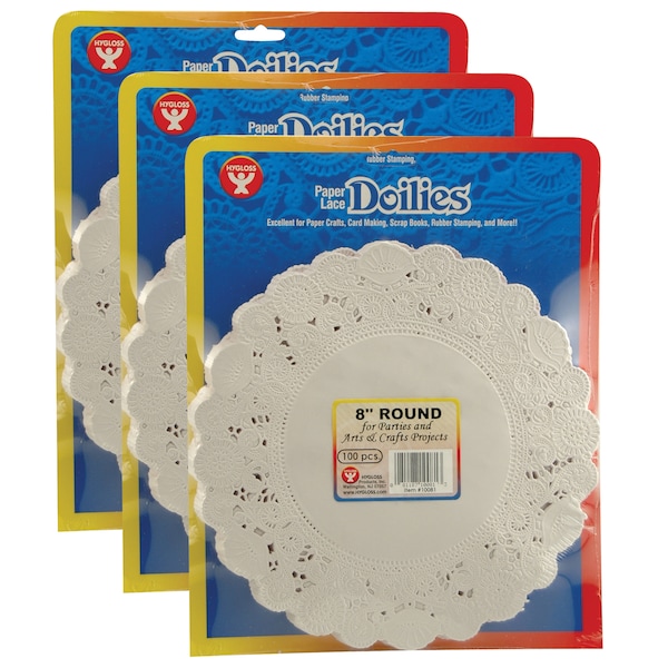 Hygloss Products Round Paper Lace Doilies, White, 8in, PK300 10081 - main